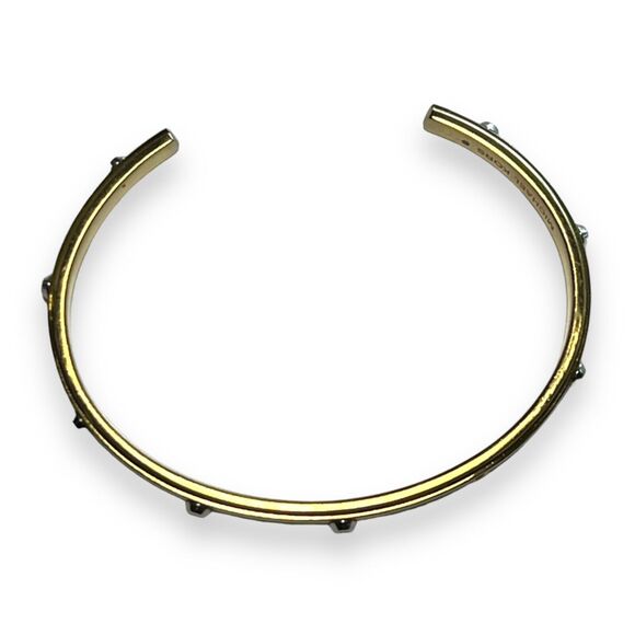 Michael Kors Womens Cuff Bangle Bracelet Heritage Astor Studded Open Gold Steel - Picture 3 of 9